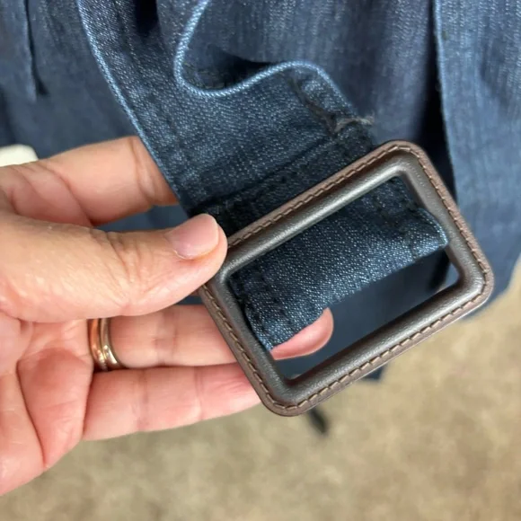 FOCUS-2000 Denim Trench Coat-fully lined/belted-Woman’s 14-EUC - Picture 5 of 14